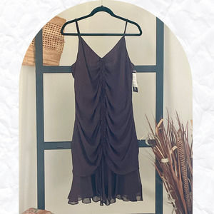 NWT Women's Y2K/00s Brown Beaded Bodycon Mini Dress Size 8